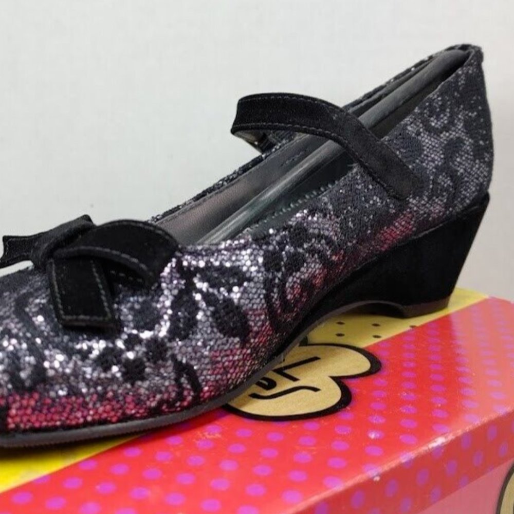 Rachel Shoes® Black & Silver Bella™ Mary Jane - Big Girls Size US 5 - Picture 11 of 16